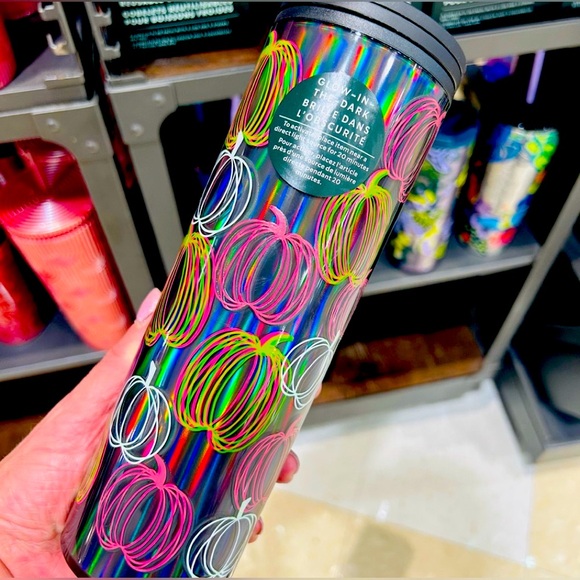Starbucks Glow in the Dark Pumpkin Tumbler Iridescent Hot Cold Cup Halloween NWT - Picture 4 of 15